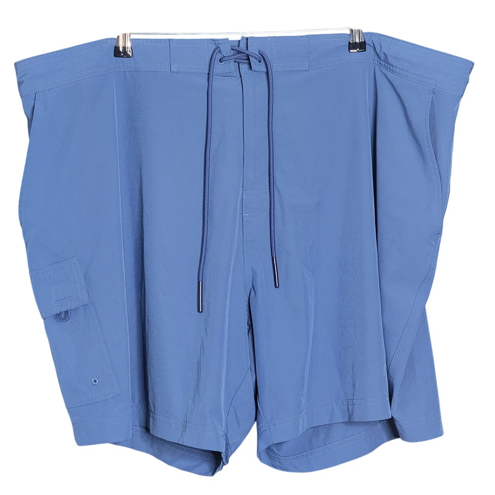 Caribbean Swimwear Board Shorts Mens 3XB Blue Cargo Swim Trunks Stretch